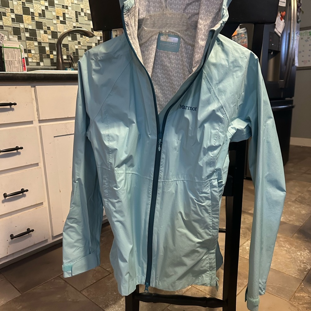Marmot Light Blue Hooded Windbreaker